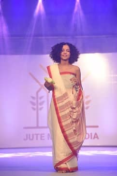 jute dress for fashion show Glimpses from a fashion walk at National Library that celebrated jute