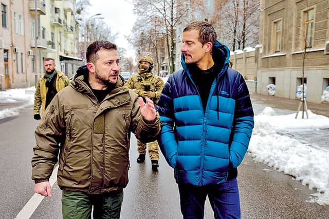 Survival expert Bear Grylls travels to war-torn Ukraine to meet its people and its president